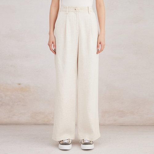 2025 Cotton-Linen Blend Women's Straight-Leg Pants