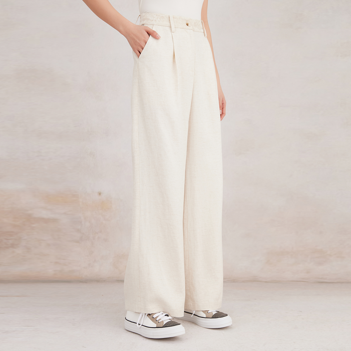 2025 Cotton-Linen Blend Women's Straight-Leg Pants